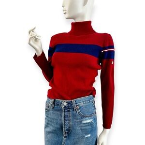 Vintage Late 80s Benetton Wool Turtleneck Ski Sweater